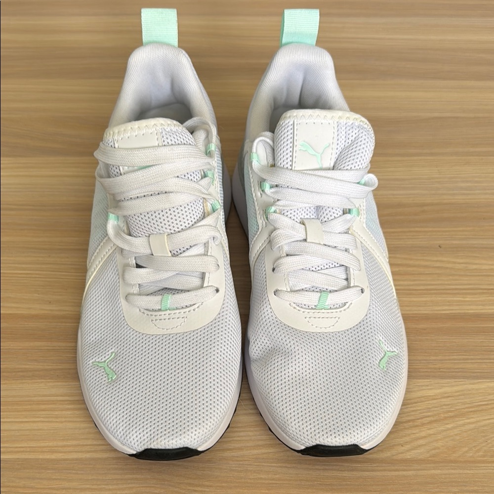 Puma Soft Foam White and Mint Sneakers